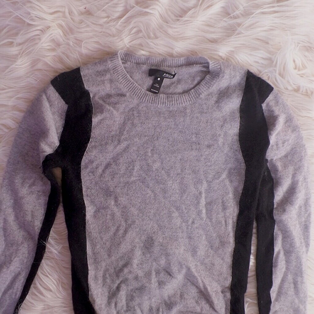 Aqua Cashmere Gray + Black Sweater